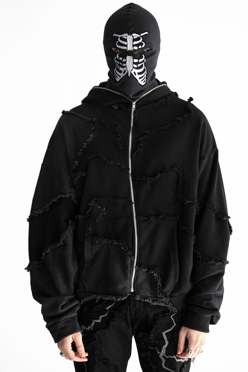 SHATTERED FULL ZIP HOODIE FADED BLACK – SXVSU