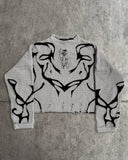 BRUTALISM EMBROIDERED KNIT CREWNECK GREY