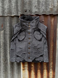 AGED DISTRESSED DENIM VEST GREY