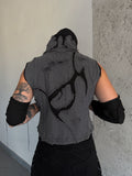 AGED DISTRESSED DENIM VEST GREY