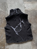 AGED DISTRESSED DENIM VEST BLACK