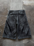 AGED SCAR DENIM JORTS LIGHT GREY