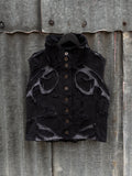 AGED DISTRESSED DENIM VEST BLACK