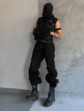 AGED DISTRESSED DENIM VEST BLACK