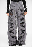 SCRATCH DISTRESSED ZIP ARMOUR DENIM GREY