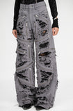 SCRATCH DISTRESSED ZIP ARMOUR DENIM GREY
