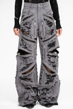 SCRATCH DISTRESSED ZIP ARMOUR DENIM GREY