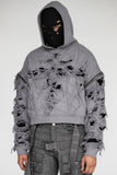 DISTRESSED CAGE HOODIE GREY