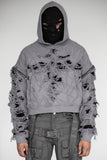 DISTRESSED CAGE HOODIE GREY