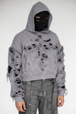 DISTRESSED CAGE HOODIE GREY