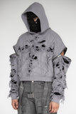 DISTRESSED CAGE HOODIE GREY