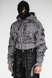 SCRATCH DISTRESSED GEFÄNGNISS DENIM ZIP UP GREY