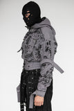 SCRATCH DISTRESSED GEFÄNGNISS DENIM ZIP UP GREY