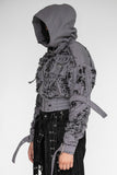 SCRATCH DISTRESSED GEFÄNGNISS DENIM ZIP UP GREY