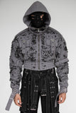 SCRATCH DISTRESSED GEFÄNGNISS DENIM ZIP UP GREY