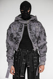 SCRATCH DISTRESSED GEFÄNGNISS DENIM ZIP UP GREY