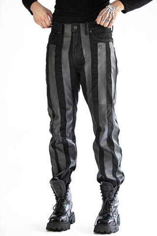 LEATHER STRIPE DENIM