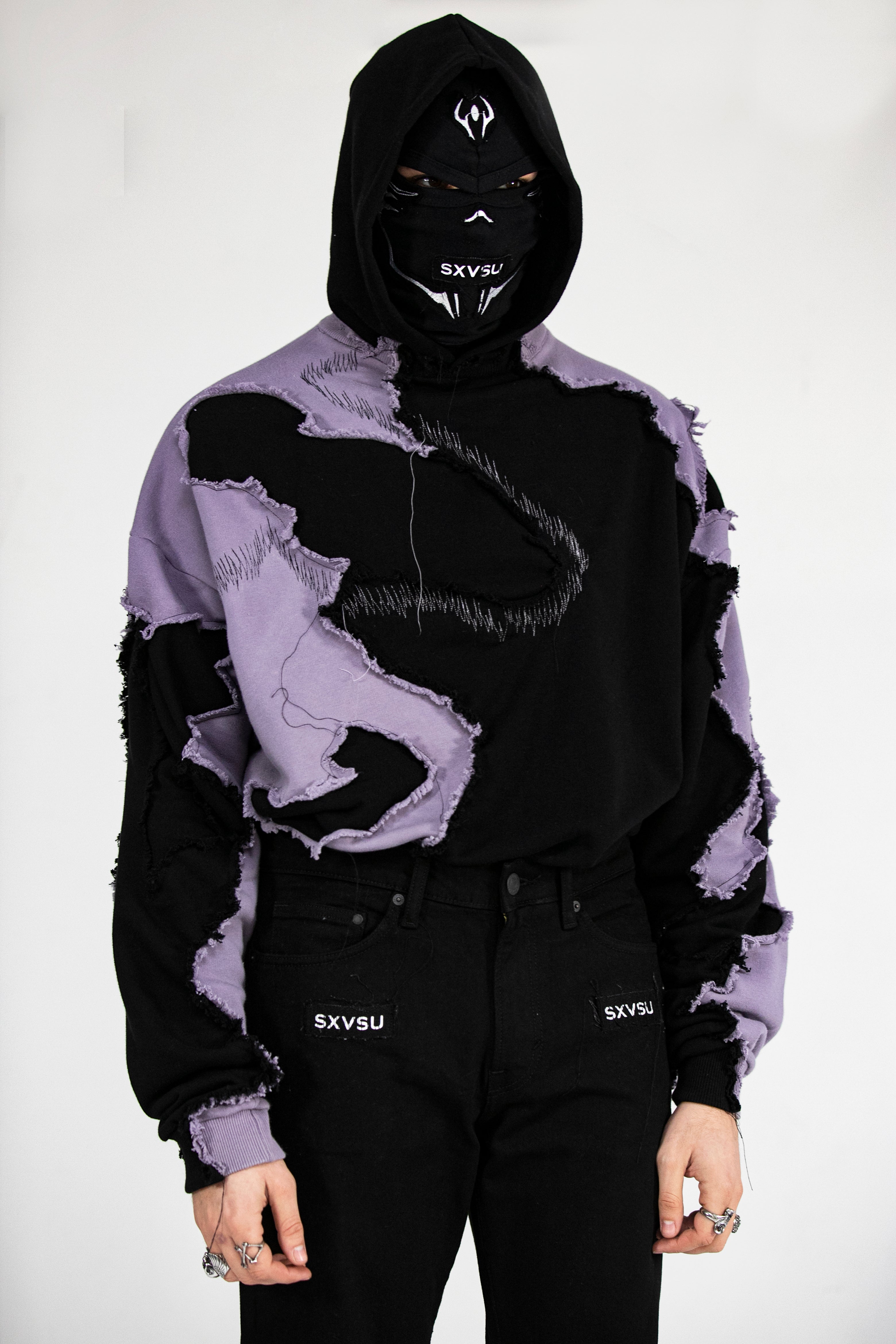 Shattered Hoodie Lilac Black – SXVSU