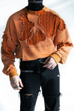 Shattered Cable Knit Merged Crewneck Rust