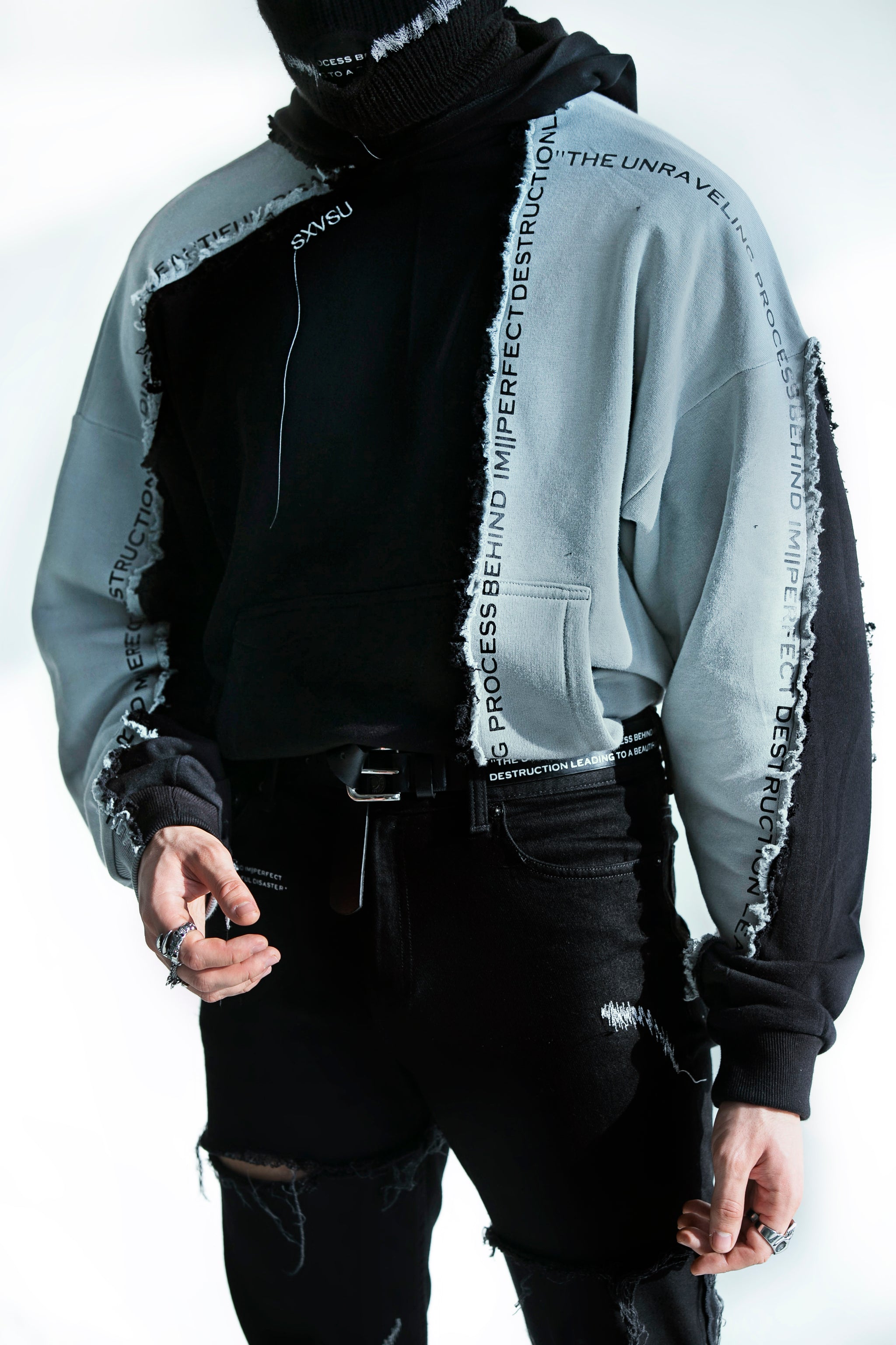 Unraveling Process Hoodie Shark Black – SXVSU