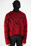 EMBROIDERED HEART KNIT RED
