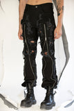 DISTRESSED ZIP DENIM