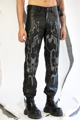 CYBER SKULL LEATHER PANTS
