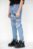 Distressed Skin Harness Denim