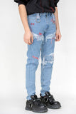 Distressed Skin Harness Denim