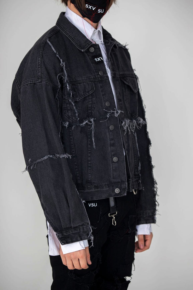 Unraveled Distressed Denim Jacket – SXVSU