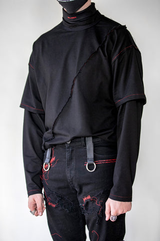 Oversized Layered Roll-Neck Longsleeve Tee